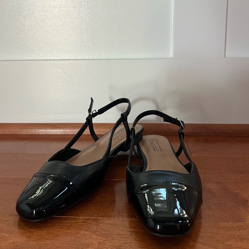 Call It Spring Black Patent Slingback Flats